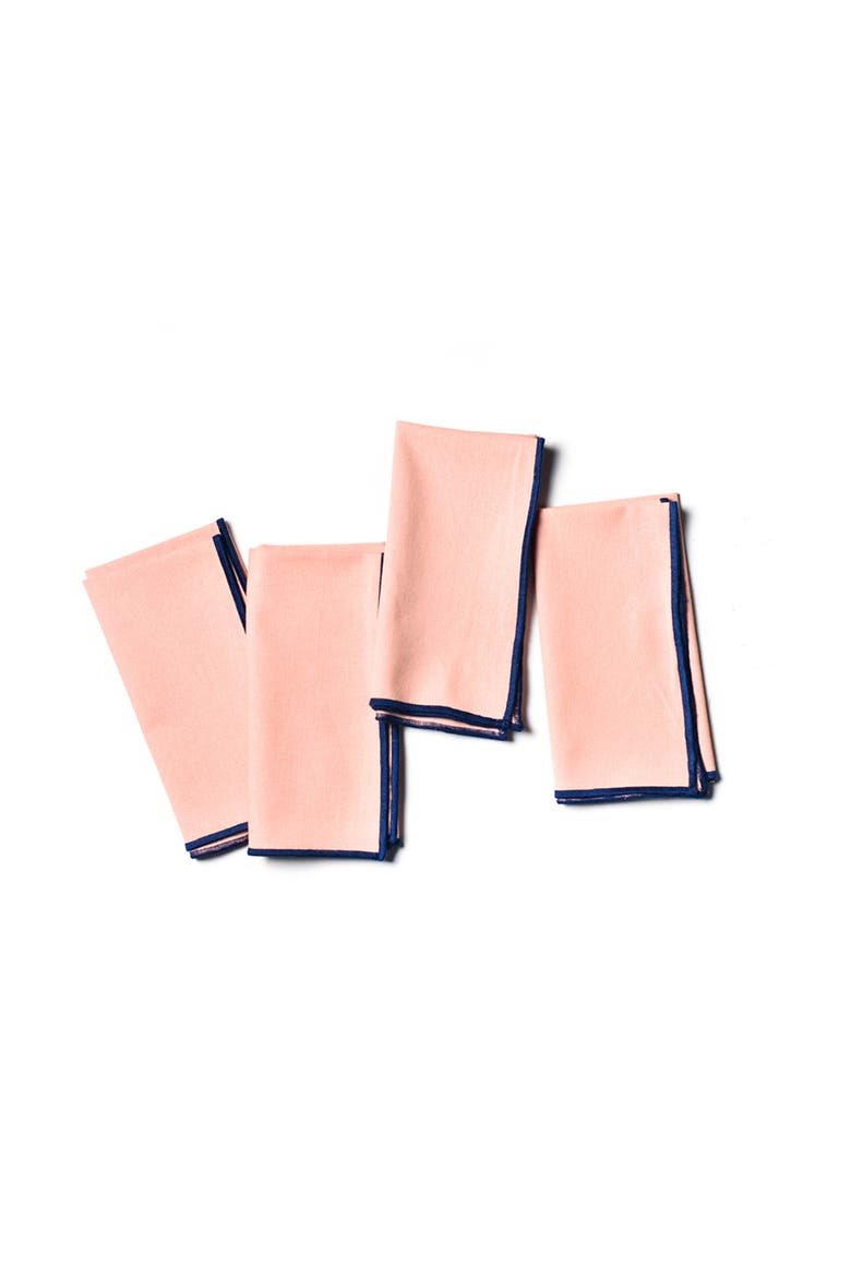 Provence and Navy Color Block Napkins Set of 4, Main, color, Pink