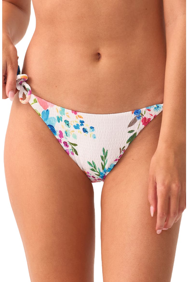 Smocked Side Tie Teeny Bikini Bottoms, Main, color, FLORENCIA