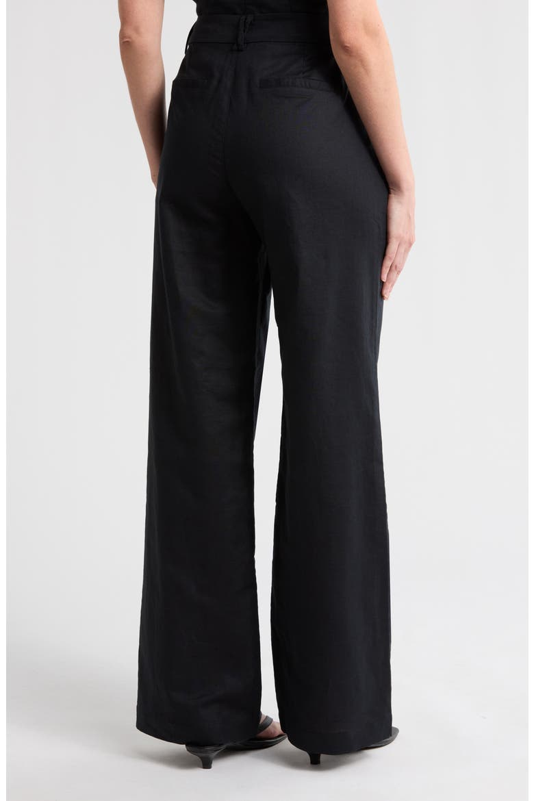 Niguel High Waist Linen Blend Wide Leg Pants, Alternate, color, BLACK