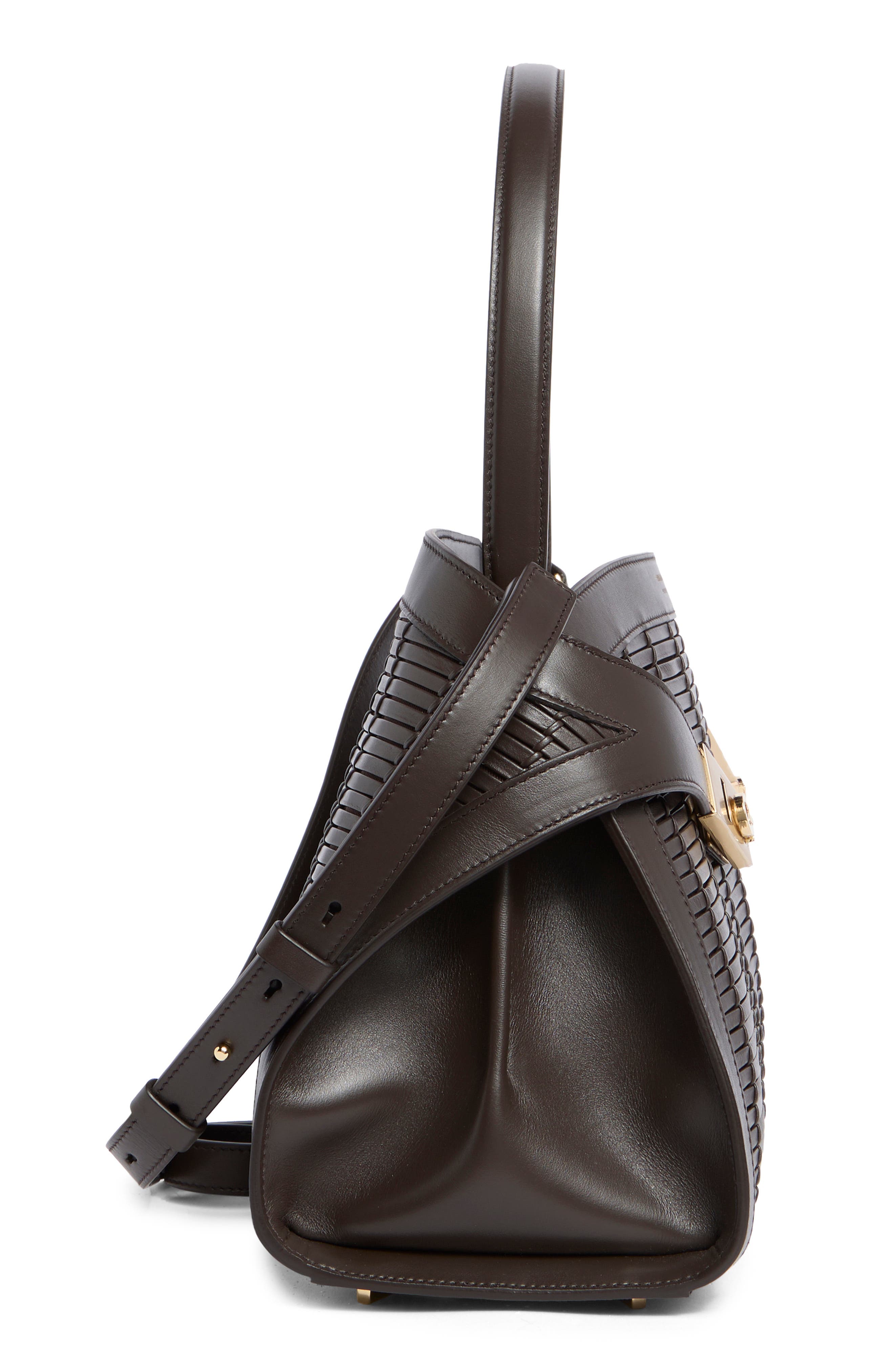 FERRAGAMO Medium Hug Soft Woven Leather Shoulder Bag, Alternate, color, Testa Di Moro