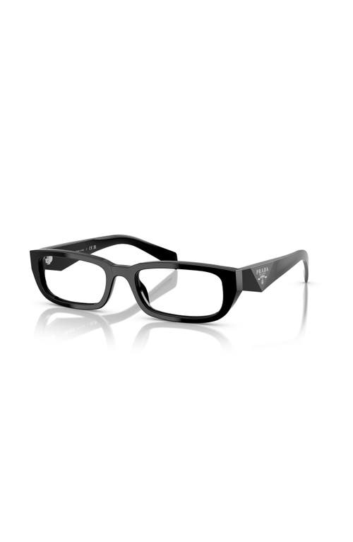 Prada 54mm Rectangle Optical Glasses In Black