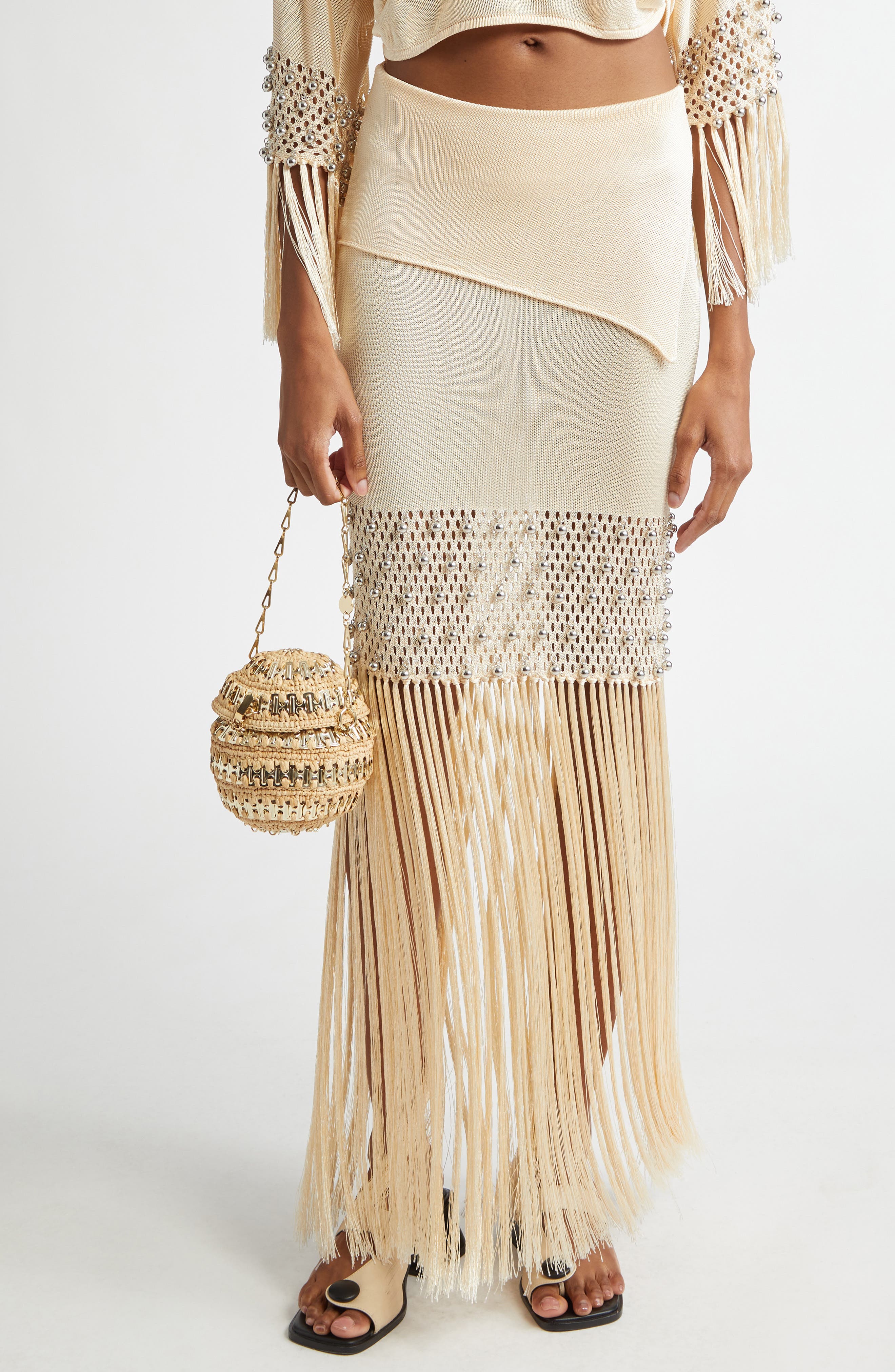 Rabanne 1969 Ball Raffia Shoulder Bag, Alternate, color, Natural / Light Gold