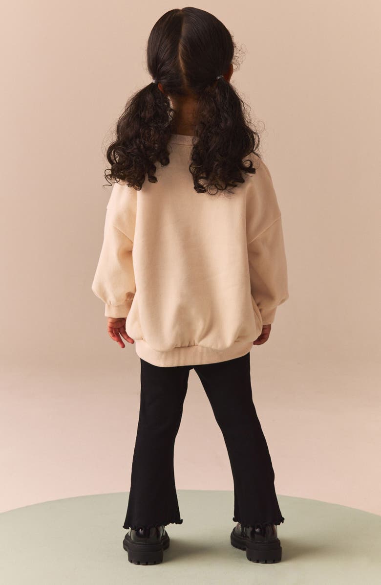 NEXT Kids' Bow Appliqué Sweatshirt & Rib Flare Leggings Set, Alternate, color, 