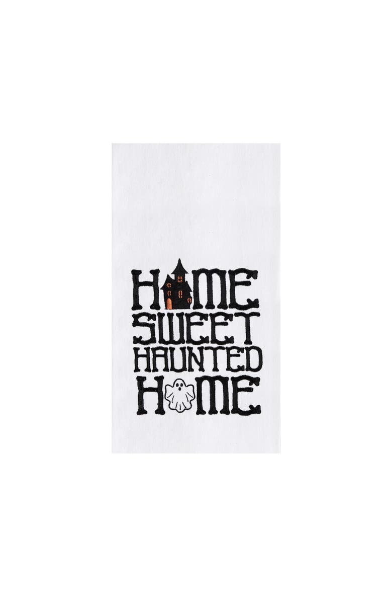 Haunted Home Halloween Towel, Main, color, Black