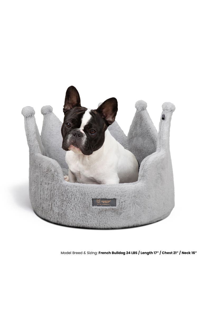 Nandog Pet Gear Crown Dog  Bed for Cats & Dogs, Alternate, color, Pearl River Gray