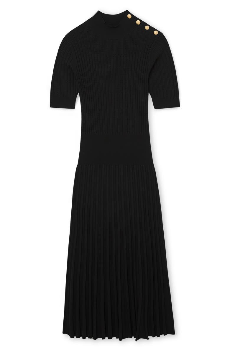 Reiss Harriet Ribbed Pleated A-Line Dress, Alternate, color, Black