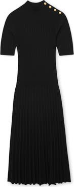 Reiss Harriet Ribbed Pleated A-Line Dress