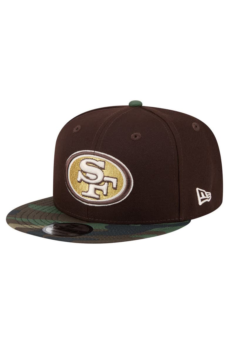 Men's New Era  Dark Brown San Francisco 49ers Burnt Wood Camo 9FIFTY Snapback Hat, Main, color, Dark Brown