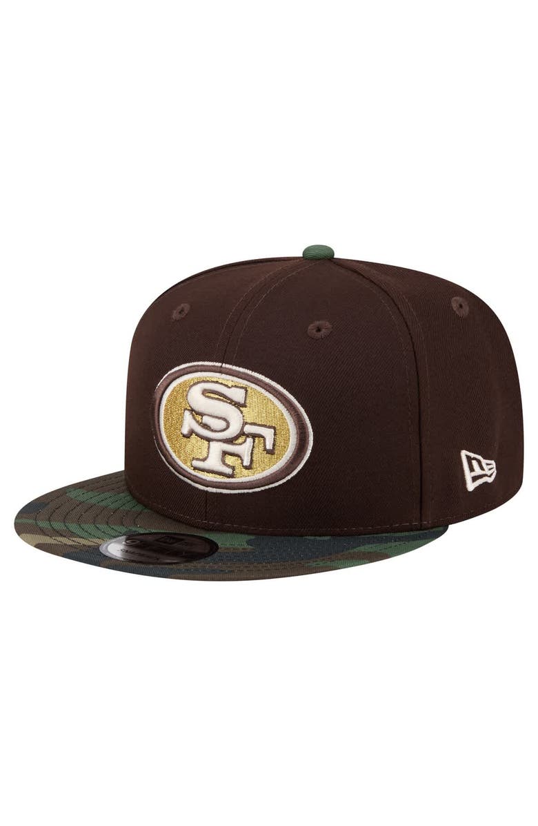 New Era Men's New Era  Dark Brown San Francisco 49ers Burnt Wood Camo 9FIFTY Snapback Hat, Main, color, Dark Brown