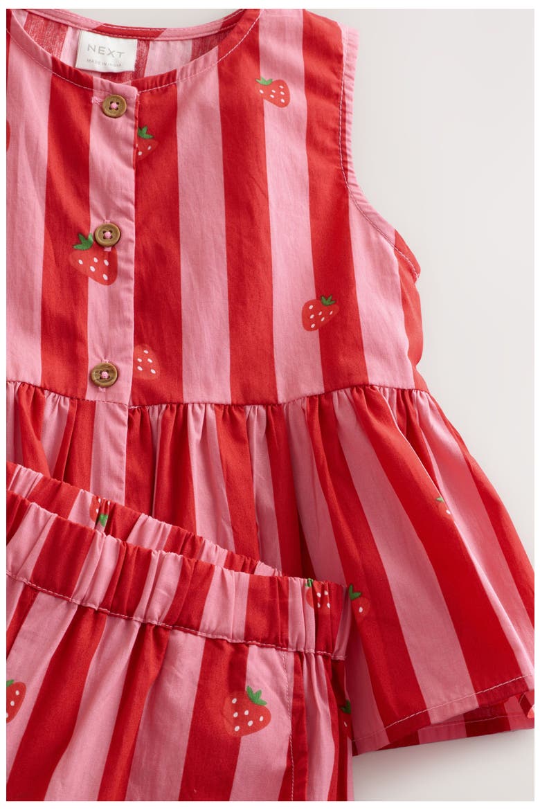 Kids' Strawberry Stripe Peplum Top & Pants Set, Alternate, color, PINK MULTI