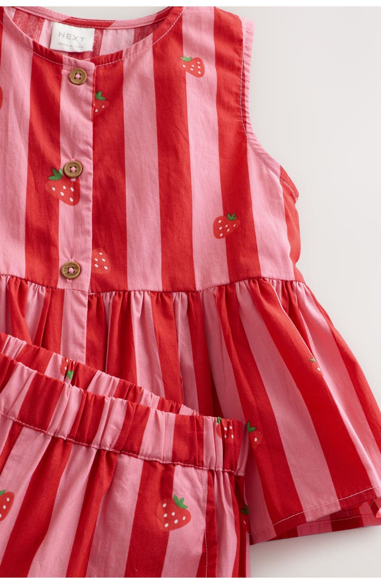 NEXT Kids' Strawberry Stripe Peplum Top & Pants Set, Alternate, color, Pink Multi