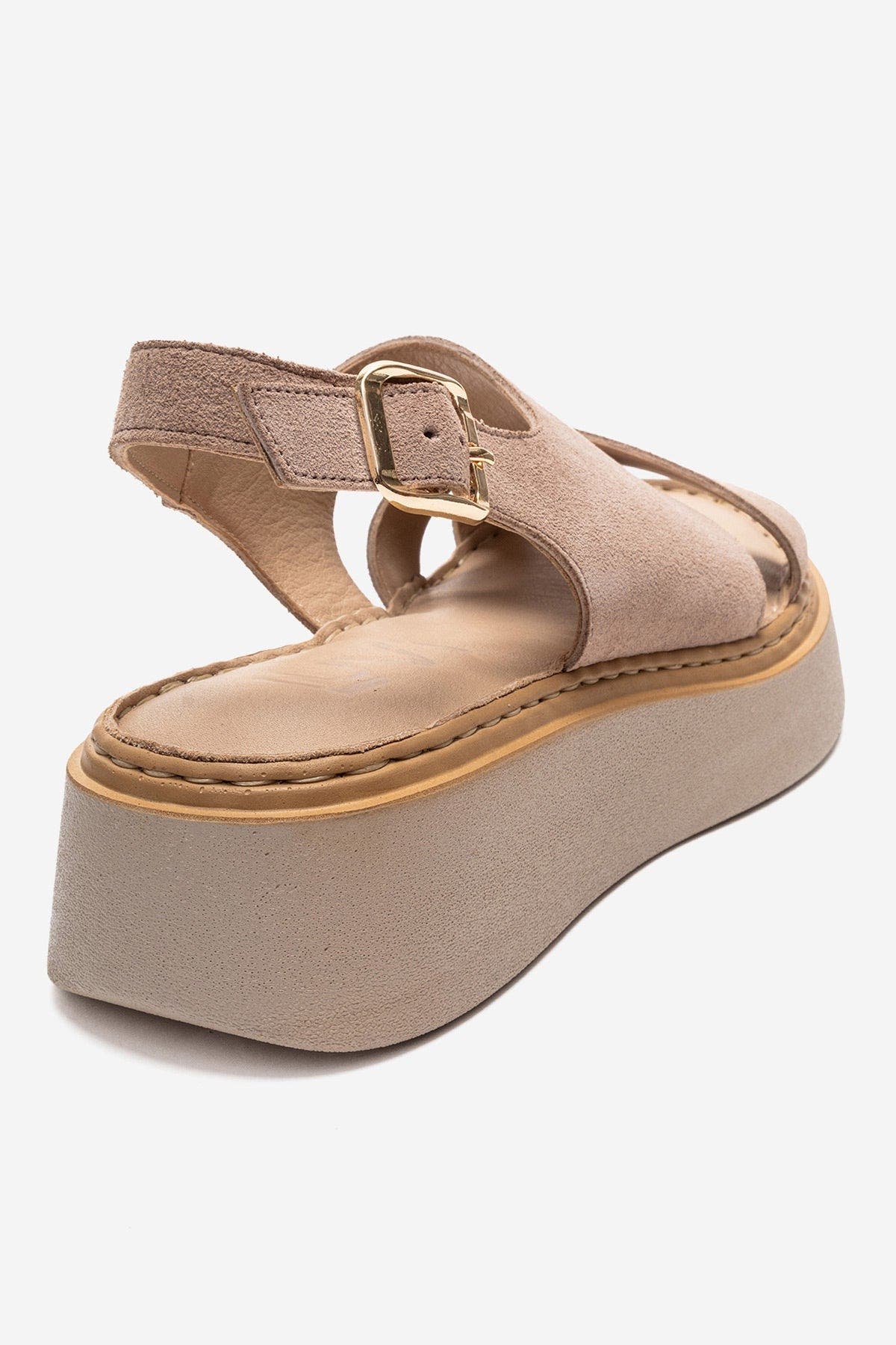 Vien Leather Platform Sandal, Alternate, color, Beige Suede
