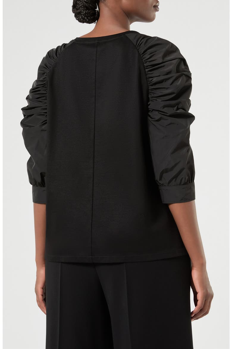 Fibbia Mixed Media Top, Alternate, color, BLACK