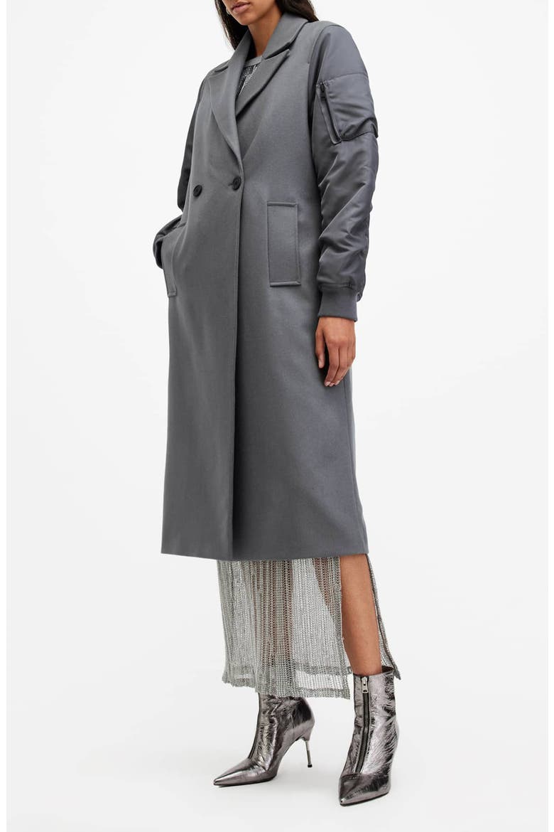Paulah Mixed Media Wool Blend Coat, Alternate, color, EIFFEL GREY