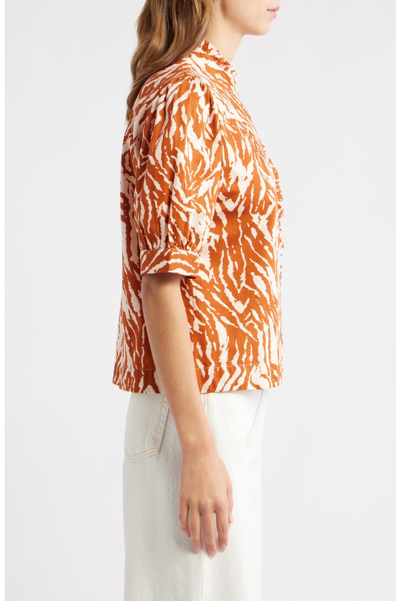 Carolina Print Button-Up Shirt, Alternate, color, TERRACOTTA ZEBRA