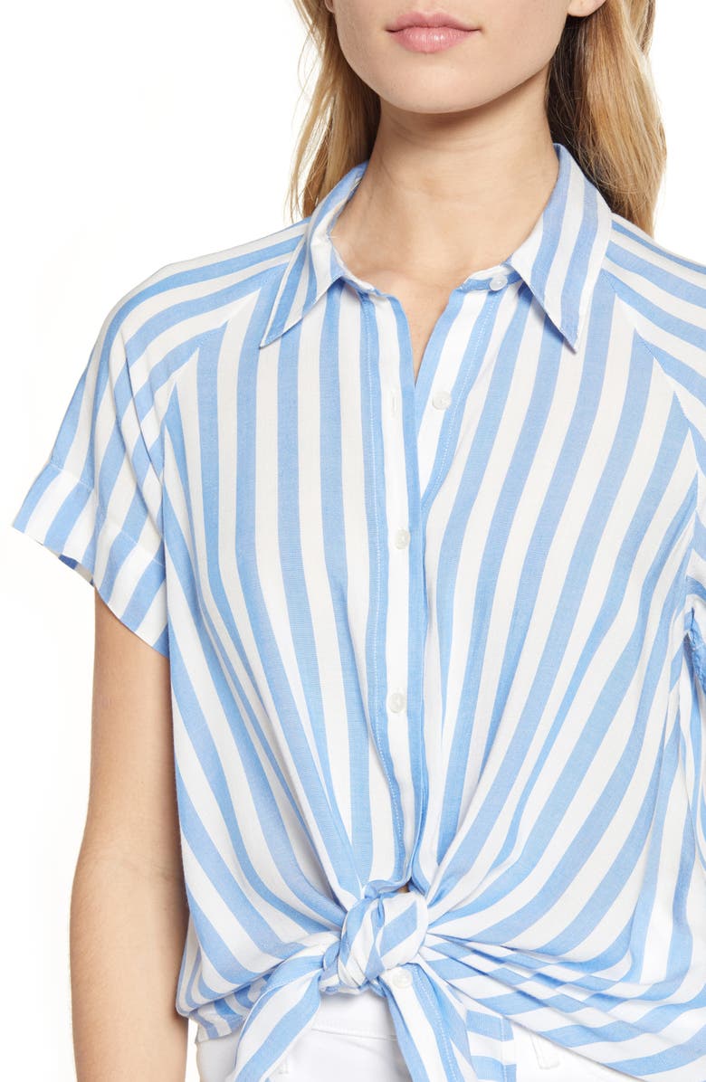 7 For All Mankind <sup>®</sup> Stripe Tie Front Shirt, Alternate, color, 