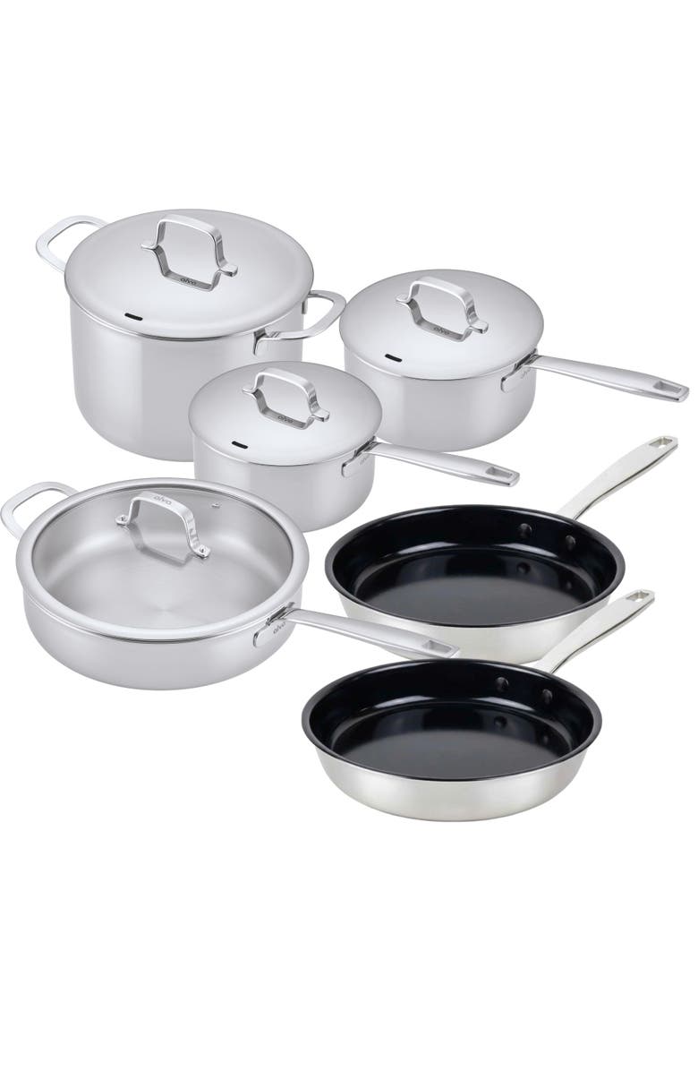 Alva Maestro 10-Piece Hybrid Stainless Steel Cookware Set, Main, color, Silver