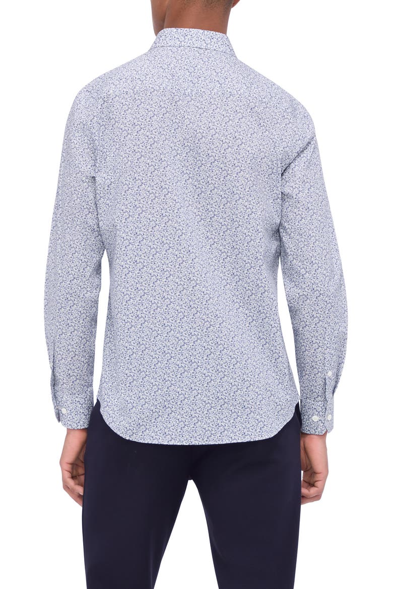 Axel Shaped Fit Abstract Print Stretch Button-Up Shirt, Alternate, color, LILAC