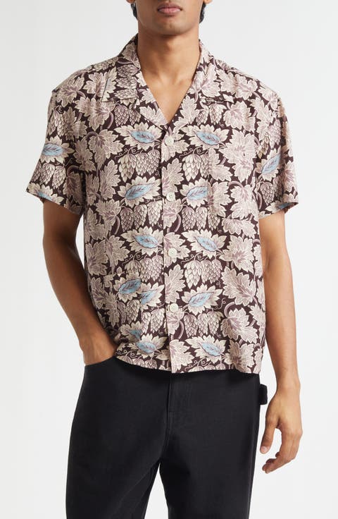Wisteria Short Sleeve Cotton & Silk Button-Up Shirt