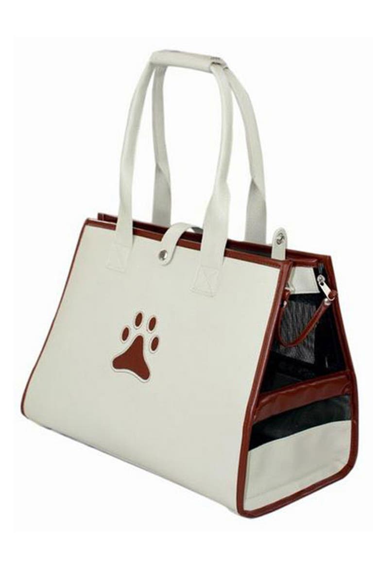 Posh Paw Pet Carrier, Main, color, WHITE AND BROWN