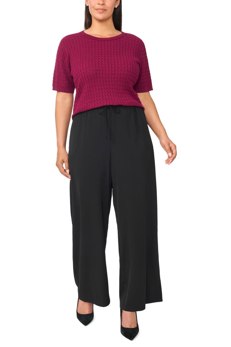 Cable Stitch Sweater, Alternate, color, PURE PLUM