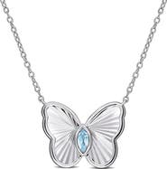 DELMAR Marquise Cut Created Alexandrite Butterfly Pendant Necklace