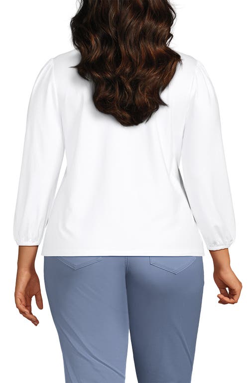 Lands' End Lightweight Jersey Button Pintuck Top In White