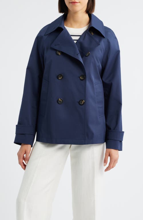 Michael Kors Short Double Breasted Raincoat In Blue