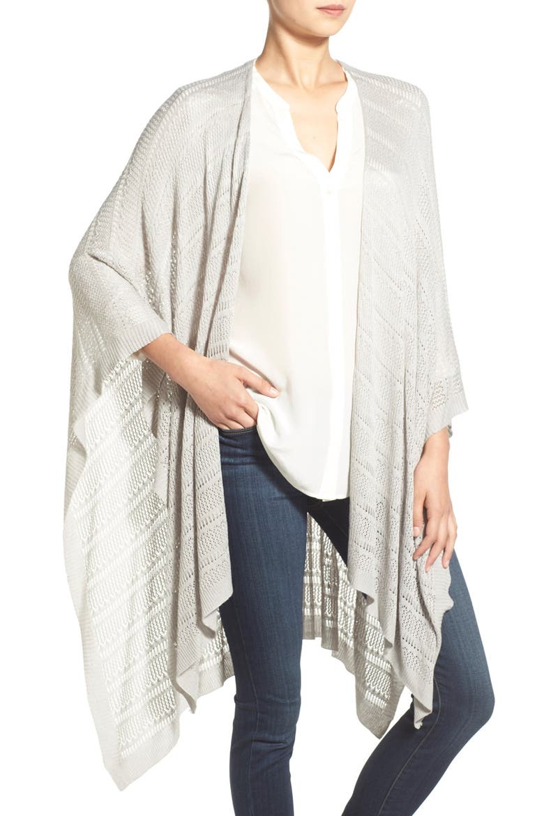 Pointelle Knit Cape, Main, color, GREY