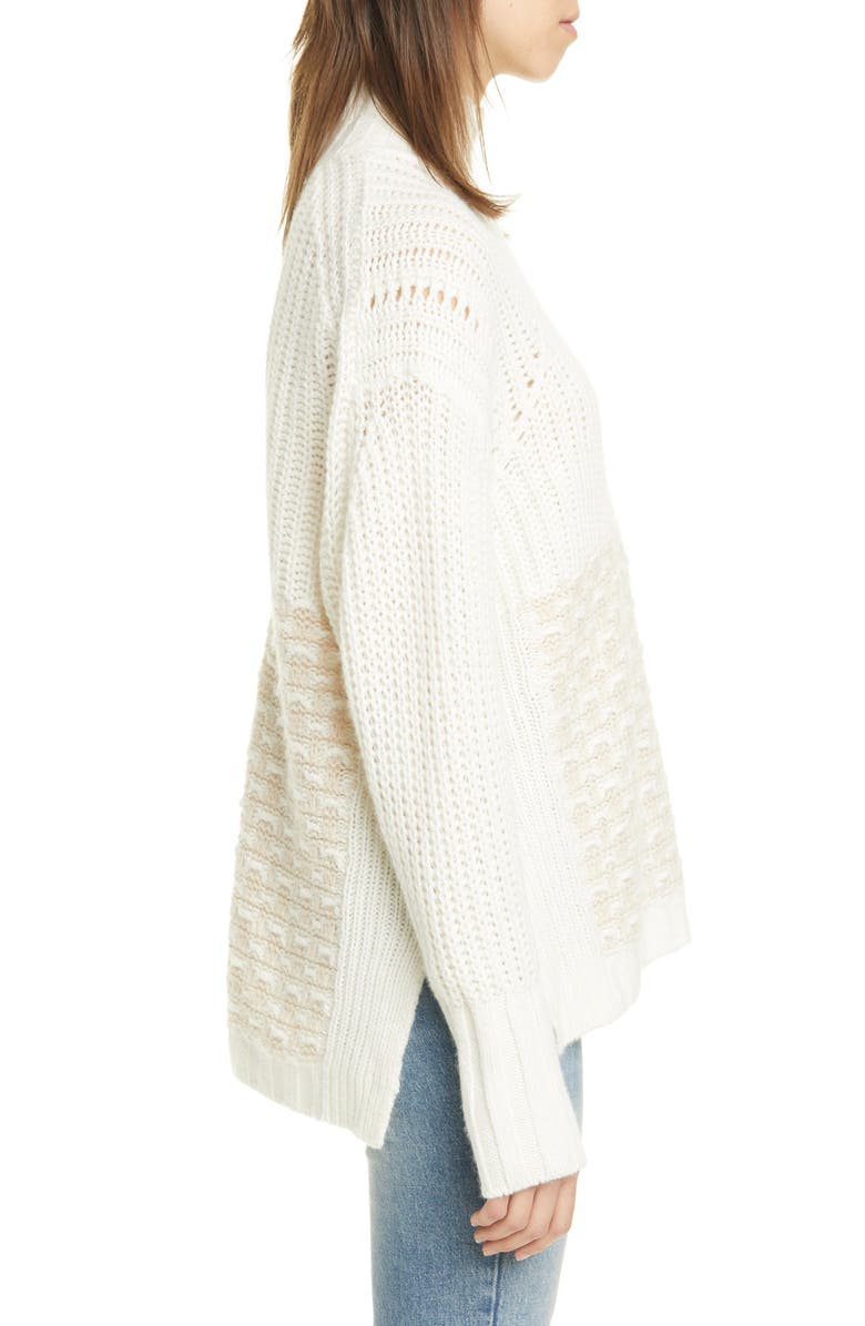 Reiss Stitch Mix Neutral Tone Turtleneck Sweater, Alternate, color, 