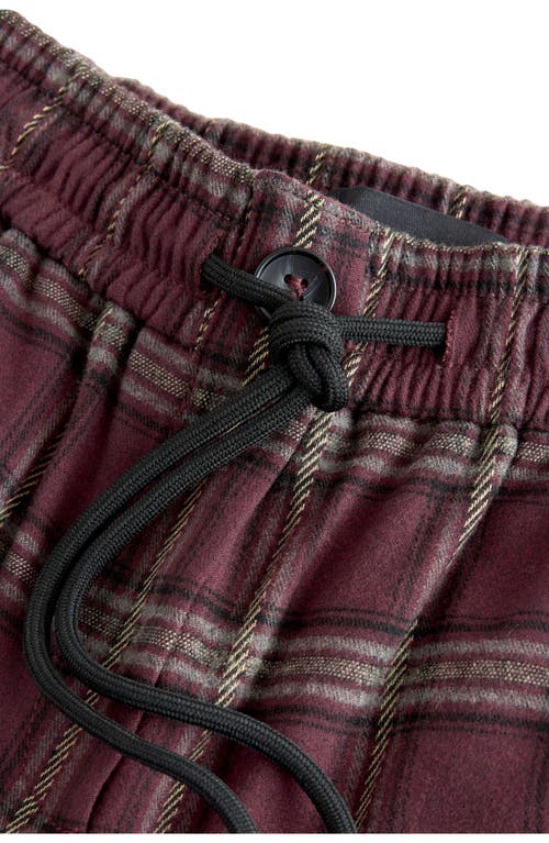 Next Check Plaid Wide Leg Drawstring Pants In Burgundy