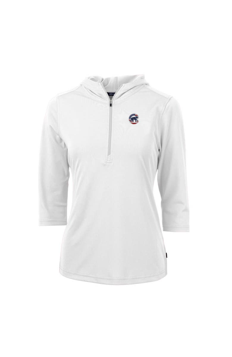 Cutter & Buck Women's Cutter & Buck White Chicago Cubs Americana Logo DryTec Virtue Eco Pique Recycled Half-Zip Pullover Hoodie, Alternate, color, 
