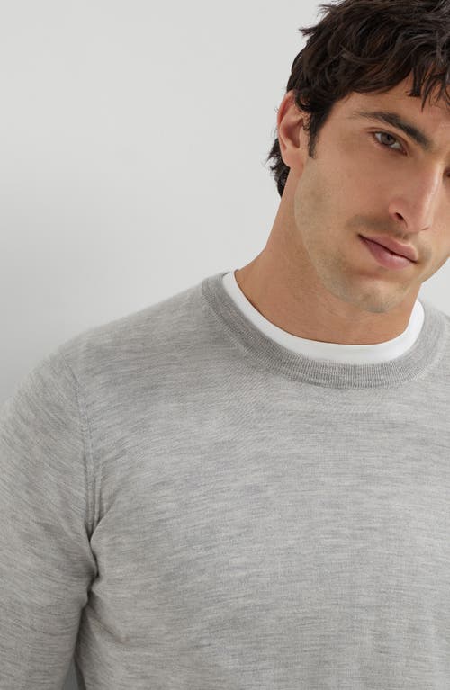 Brunello Cucinelli Ribbed Crew Neck Sweater With Long Sleeves In Gray
