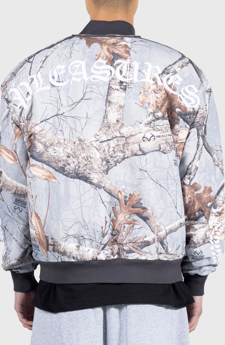 PLEASURES x Realtree EDGE<sup>®</sup> Dragon Water Resistant Satin Bomber Jacket, Alternate, color, Grey Edge