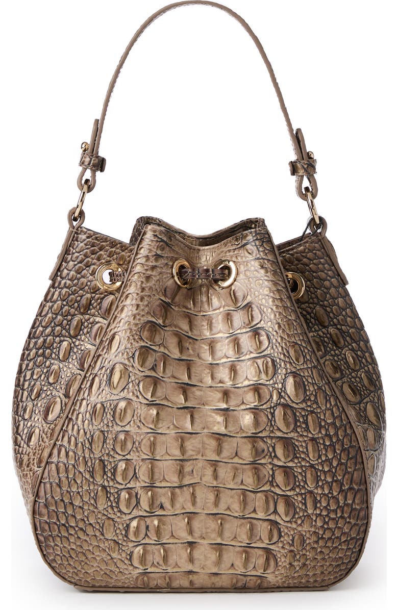 Brahmin Melinda Croc Embossed Leather Bucket Bag, Alternate, color,