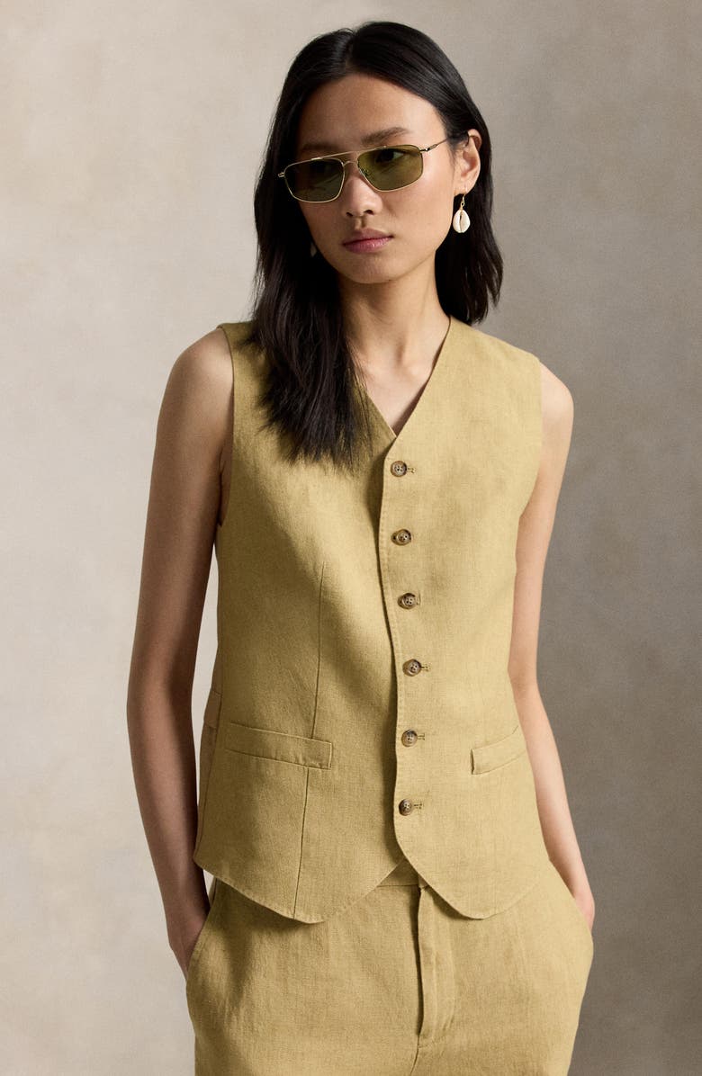 Polo Ralph Lauren Délavé Linen & Cotton Vest, Alternate, color, Classic Camel