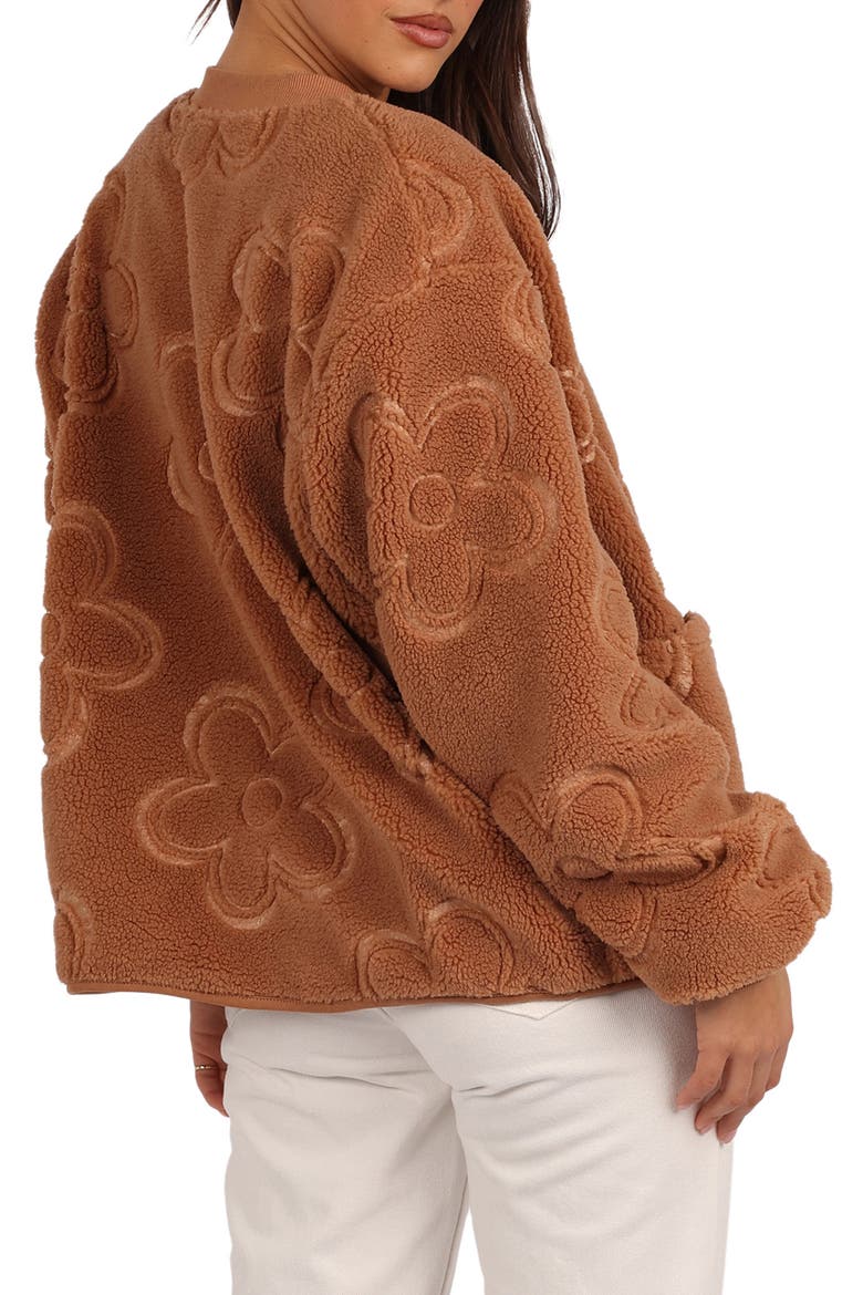 Lasky Flower Pattern Fleece Jacket, Alternate, color, CAMEL