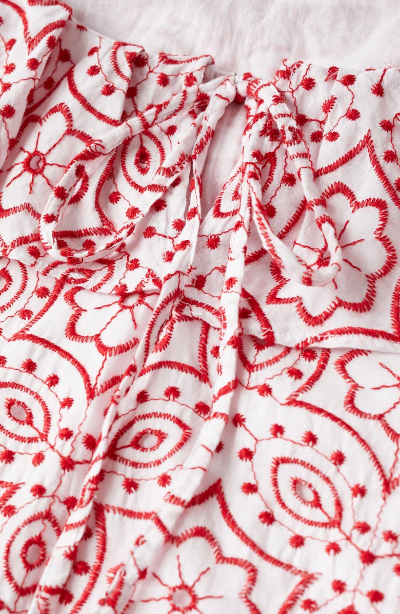 MANGO Embroidered Tiered Cotton Dress, Alternate, color,