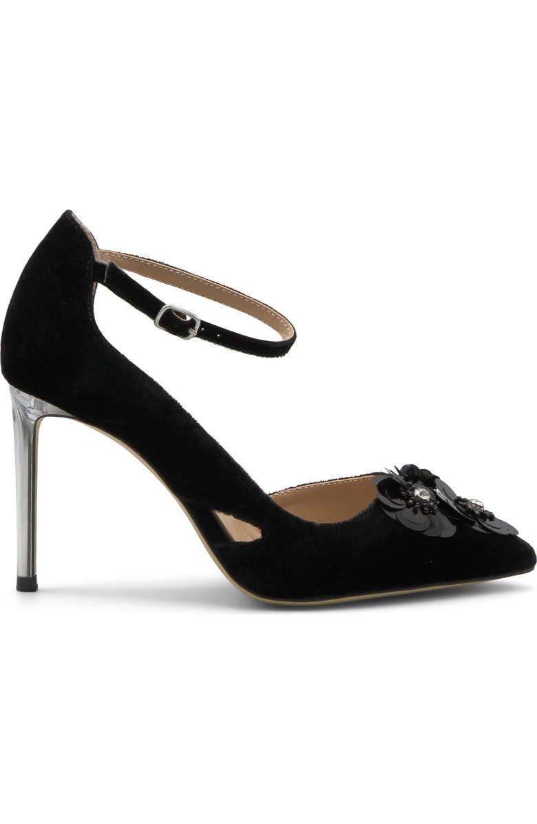 Charles by Charles David Rae Ankle Strap Hald d'Orsay Pointed Toe Pump, Alternate, color, Black
