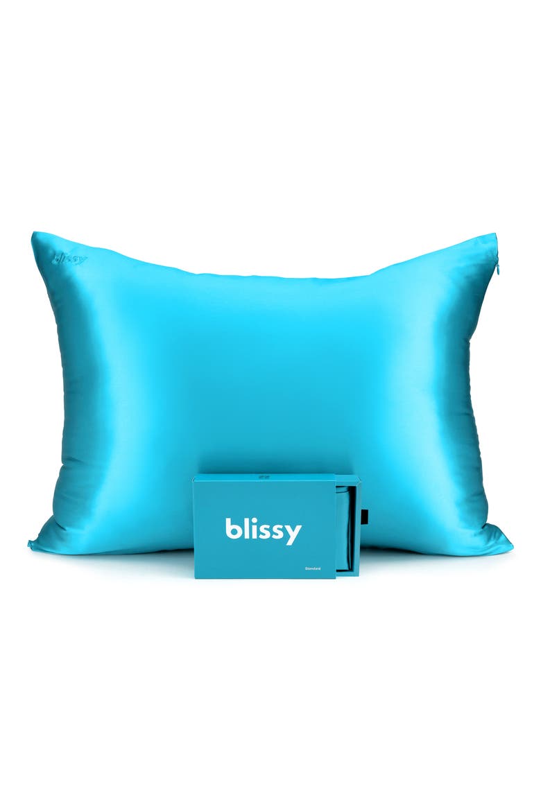 Mulberry Silk Pillowcase, Main, color, BAHAMA BLUE