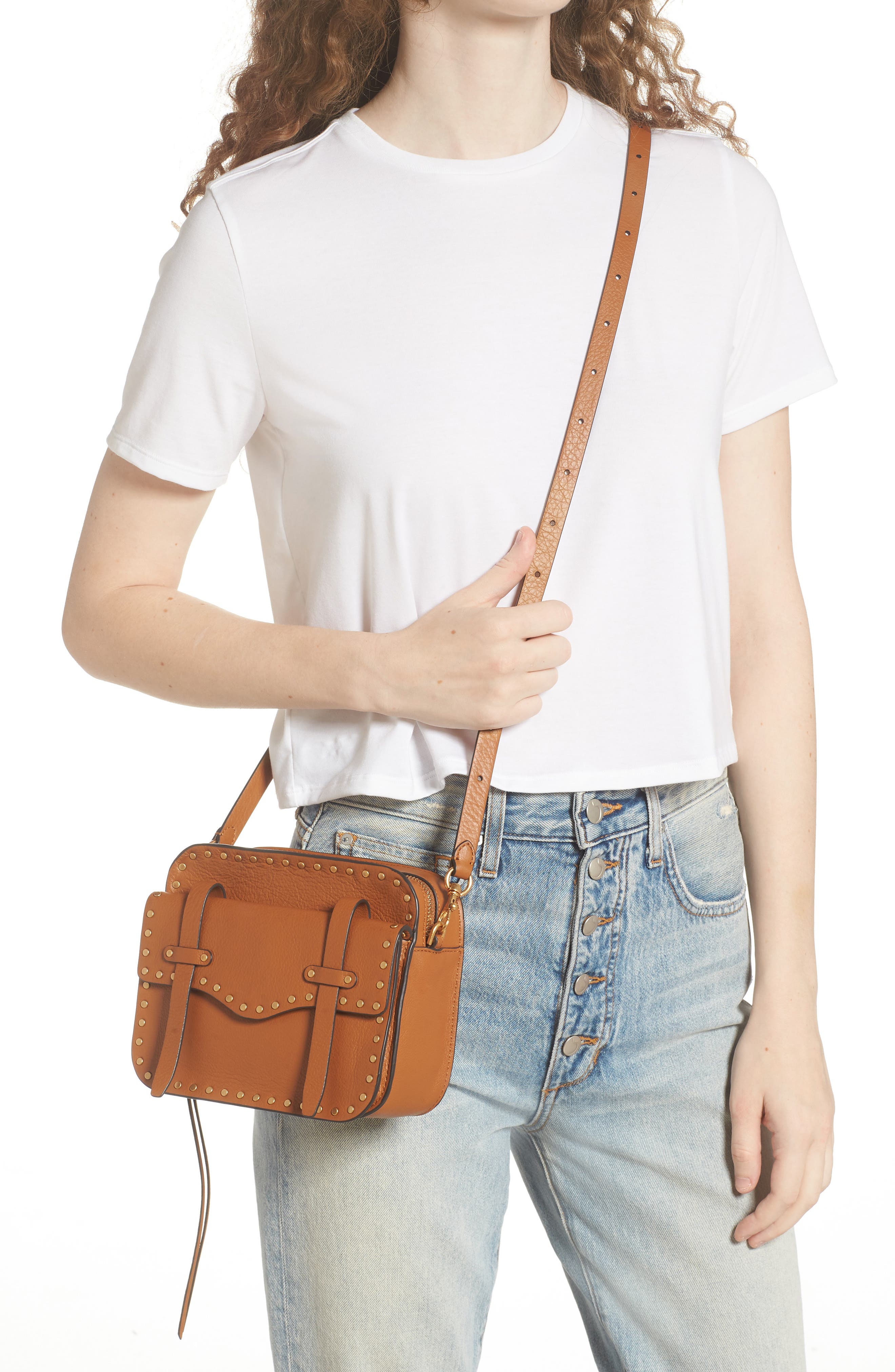 Nanine Leather Crossbody Bag, Alternate, color, CARAMELLO