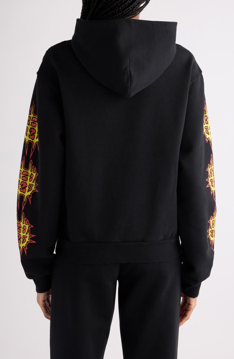 Balenciaga Medium Fit Distressed Sacré Couer Graphic Hoodie, Alternate, color, 1000 Black