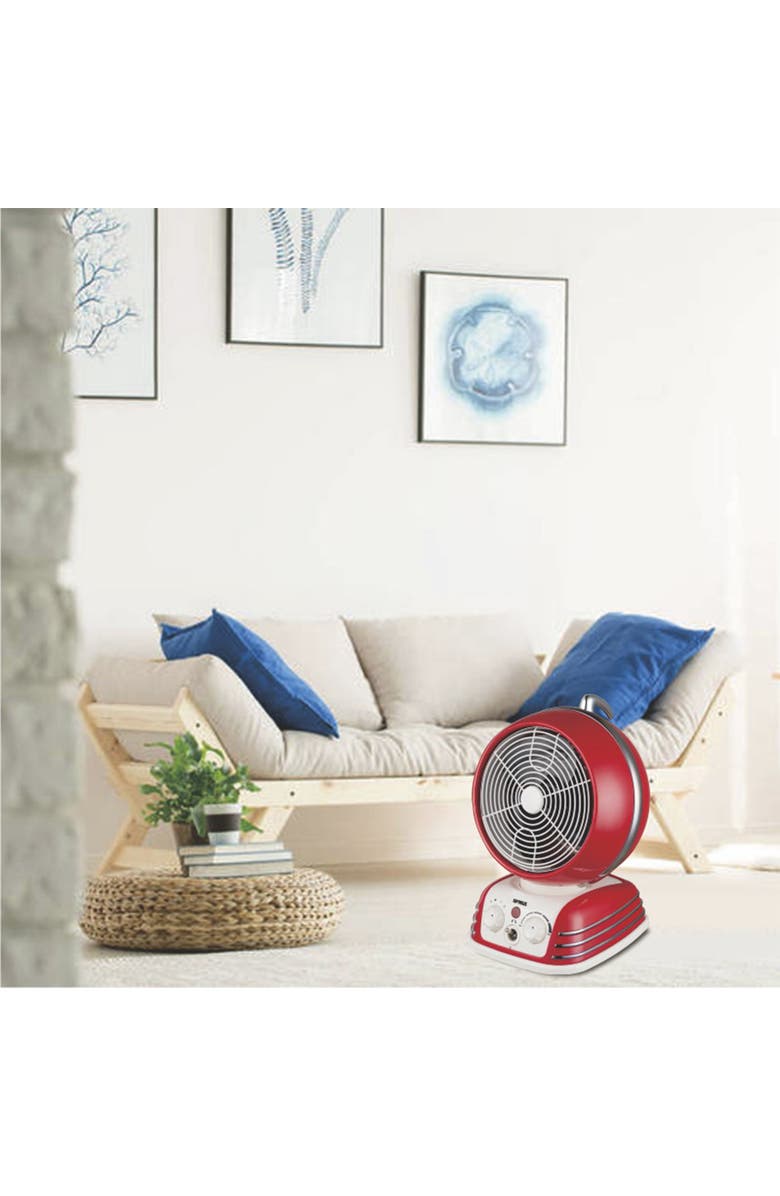 Optimus Retro Design Oscillating Fan Heater, Alternate, color, Red