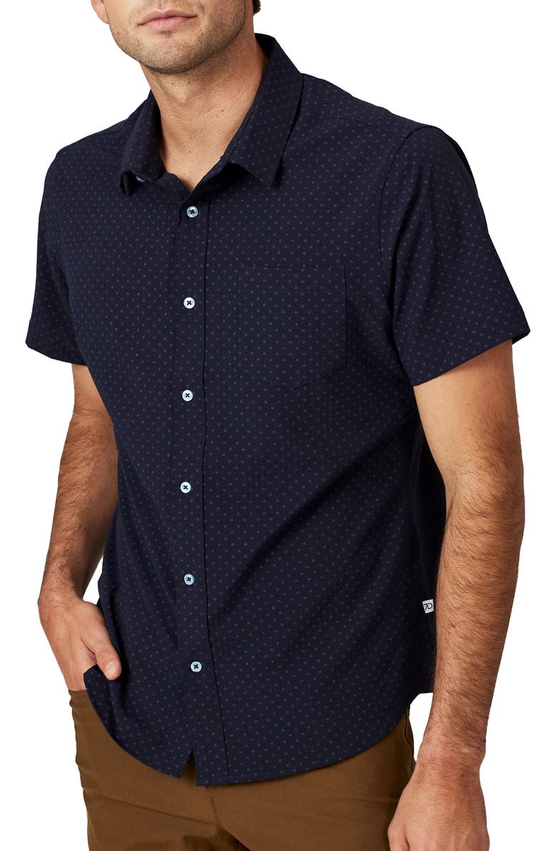 7 Diamonds Hana Neat Short Sleeve Stretch Button-Up Shirt, Main, color, 