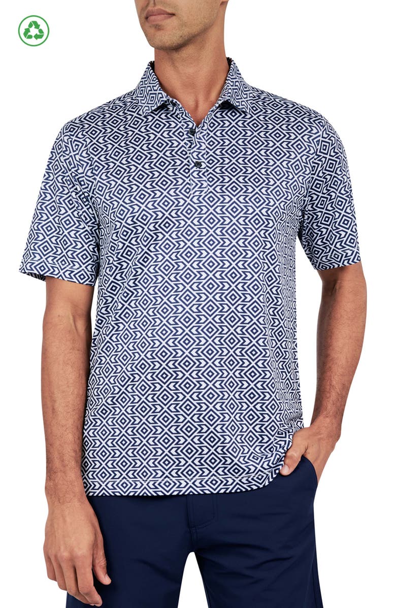 CONSTRUCT Geo Diamond Print Performance Golf Polo, Main, color, Navy