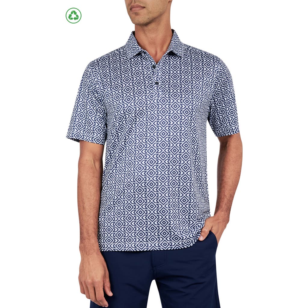 CONSTRUCT Geo Diamond Print Performance Golf Polo in Navy  product