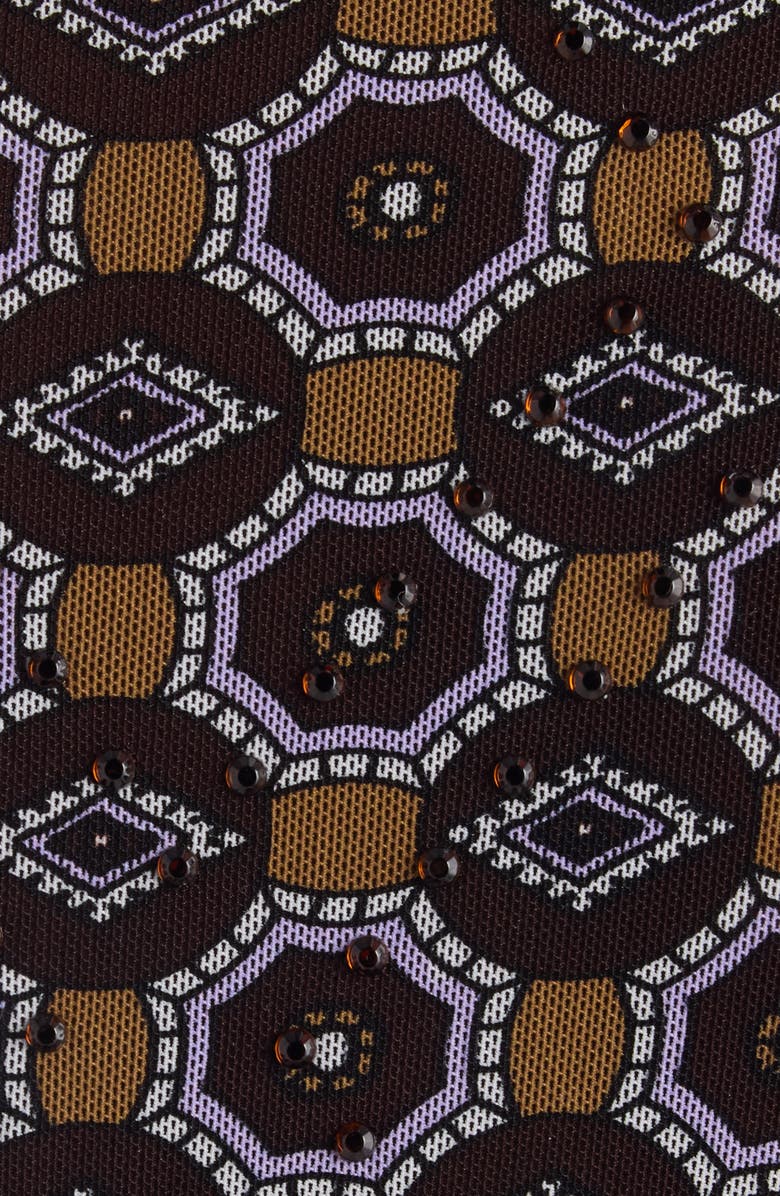 Dries Van Noten Hoyser Tie Print Crystal Embellished Mesh T-Shirt, Alternate, color, 703 Brown