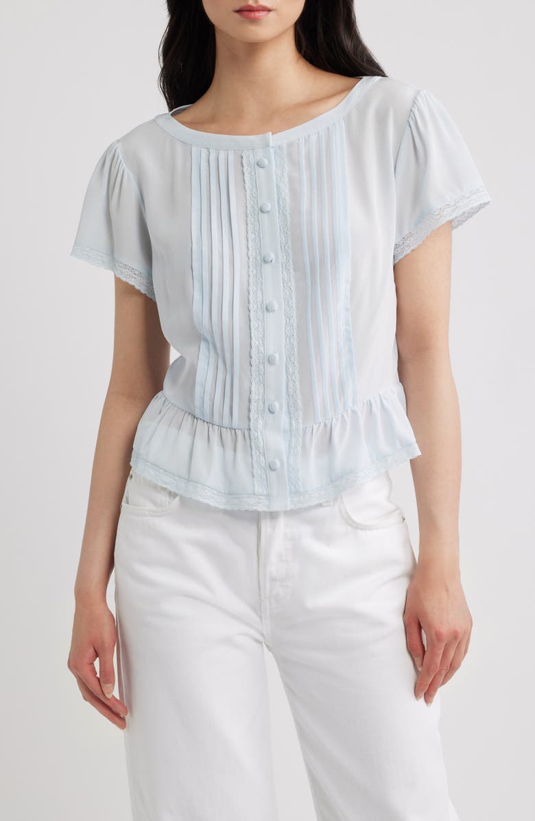 FRAME The Silk Coquette Top, Main, color, Sky Blue
