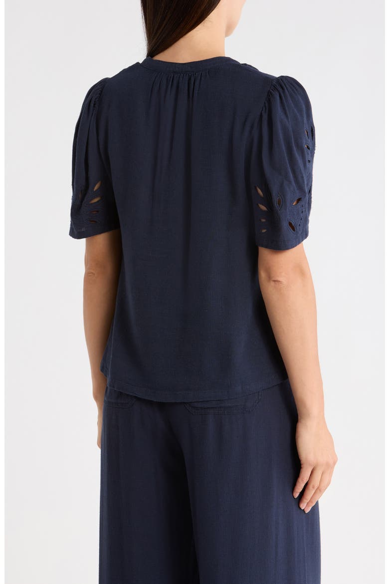 Cayden Embroidered Flutter Top, Alternate, color, NAVY BLUE