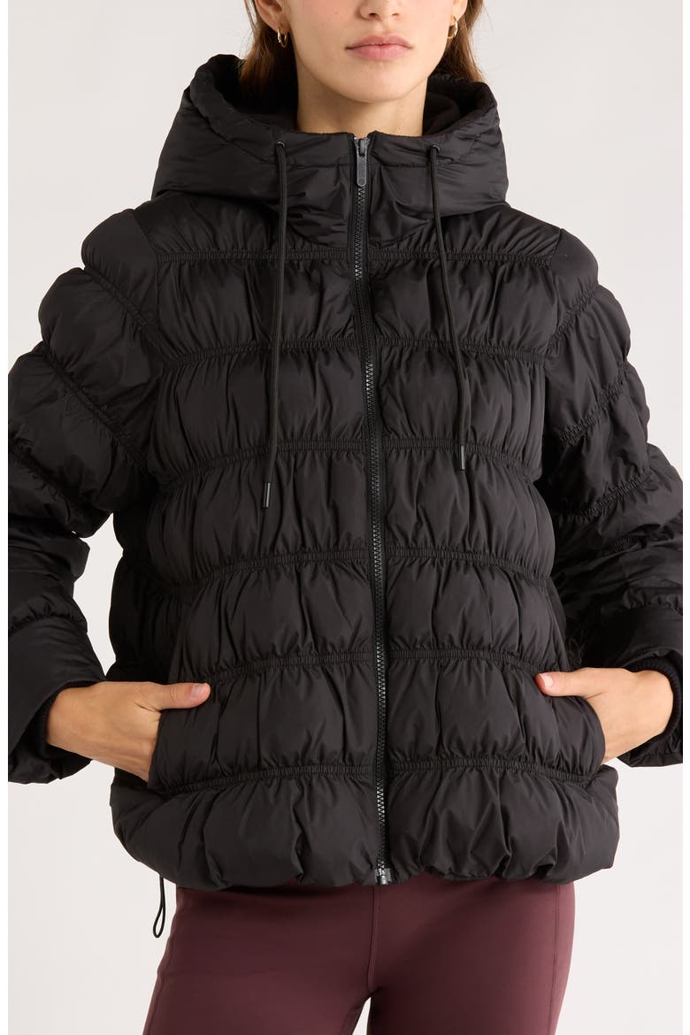 All Over Ruched Jacket, Alternate, color, BLACK